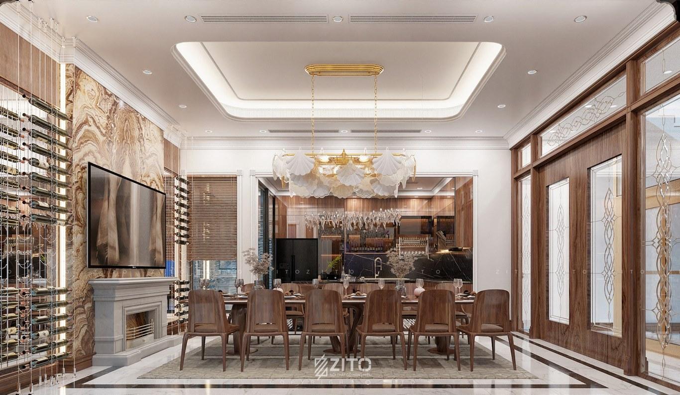 thiết kế nội thất nhà vườn phòng bếp Tân cổ điển